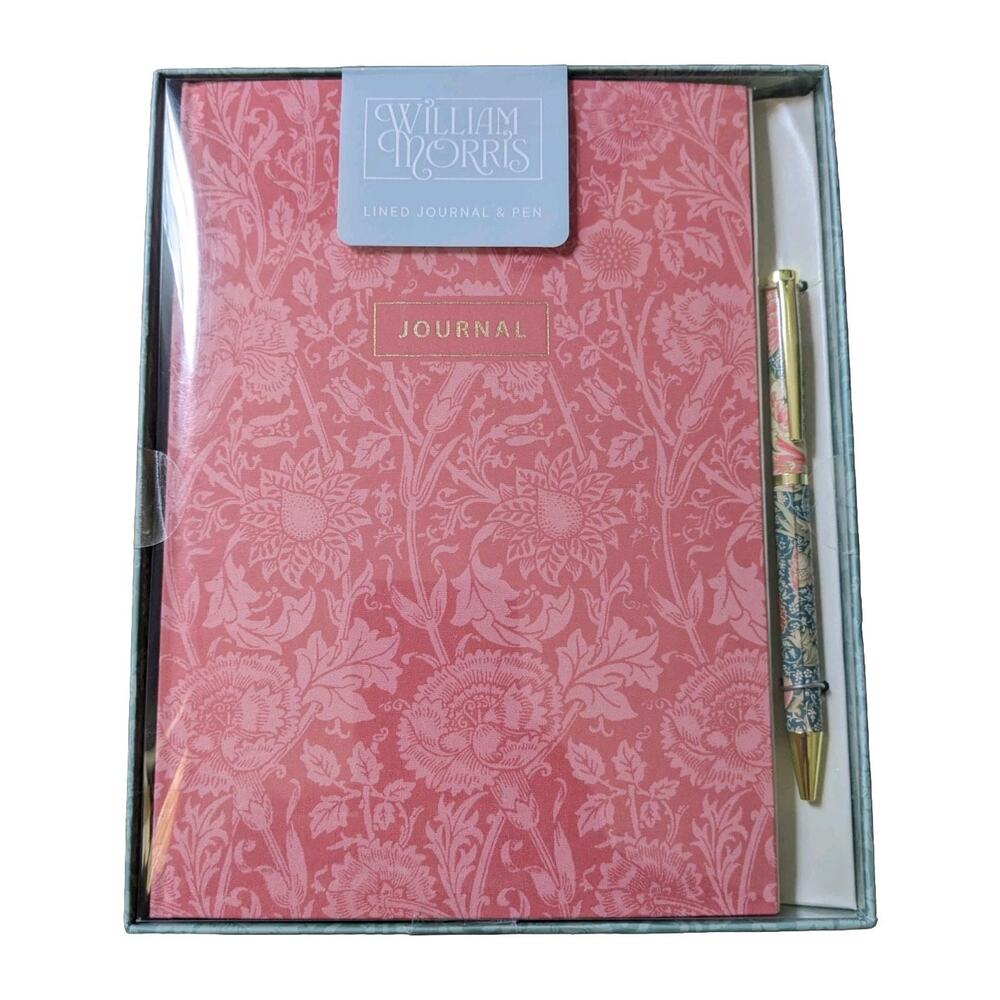 William Morris Designer Daily Journal/Pen Gift Set Floral 5.7x8.26" 200 Pages